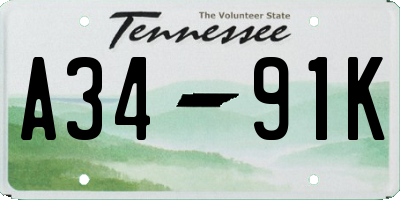 TN license plate A3491K