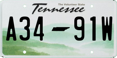 TN license plate A3491W