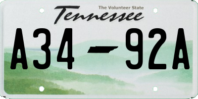 TN license plate A3492A
