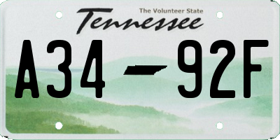 TN license plate A3492F
