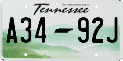 TN license plate A3492J