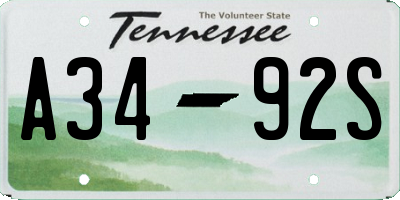 TN license plate A3492S