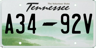 TN license plate A3492V