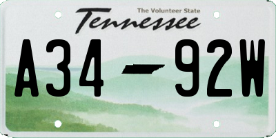 TN license plate A3492W