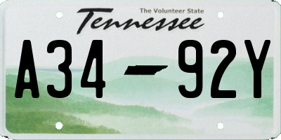 TN license plate A3492Y