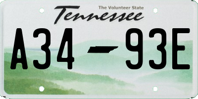 TN license plate A3493E