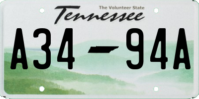 TN license plate A3494A