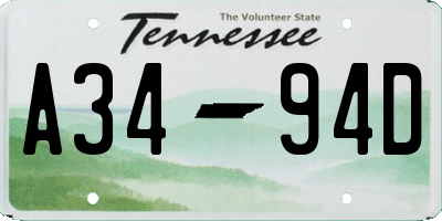 TN license plate A3494D