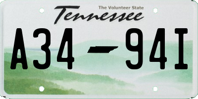 TN license plate A3494I