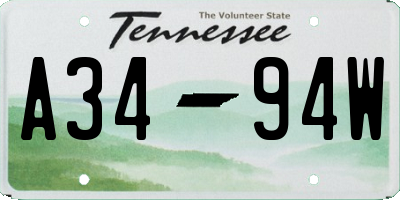 TN license plate A3494W