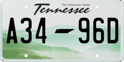 TN license plate A3496D
