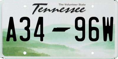 TN license plate A3496W