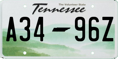 TN license plate A3496Z