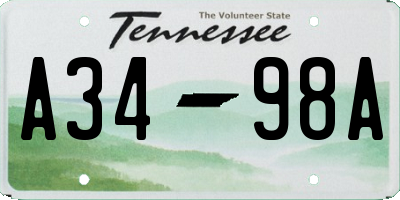 TN license plate A3498A