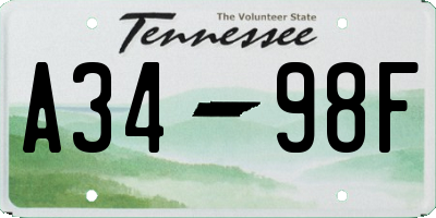 TN license plate A3498F