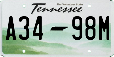 TN license plate A3498M
