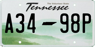 TN license plate A3498P