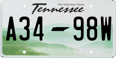 TN license plate A3498W