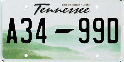 TN license plate A3499D