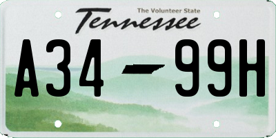 TN license plate A3499H