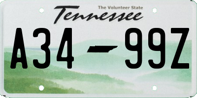 TN license plate A3499Z