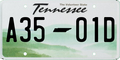 TN license plate A3501D