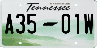 TN license plate A3501W