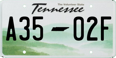 TN license plate A3502F