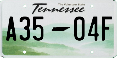 TN license plate A3504F