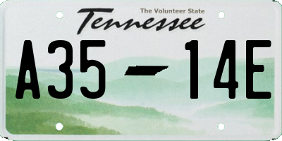 TN license plate A3514E