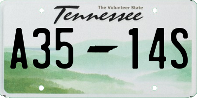 TN license plate A3514S