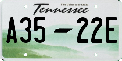 TN license plate A3522E