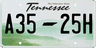 TN license plate A3525H
