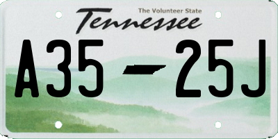 TN license plate A3525J