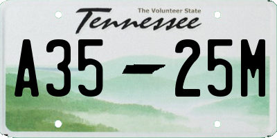 TN license plate A3525M