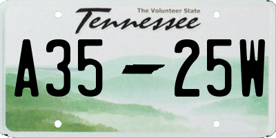 TN license plate A3525W