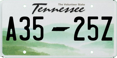 TN license plate A3525Z