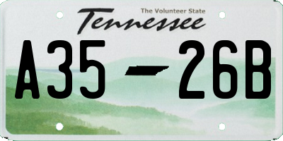 TN license plate A3526B