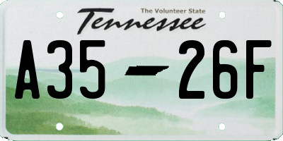 TN license plate A3526F