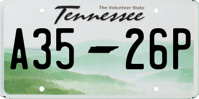 TN license plate A3526P