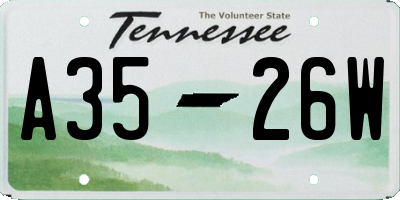TN license plate A3526W
