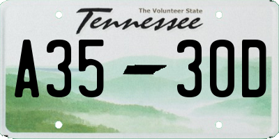 TN license plate A3530D