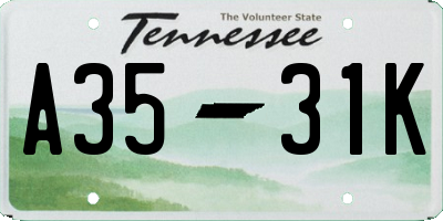 TN license plate A3531K