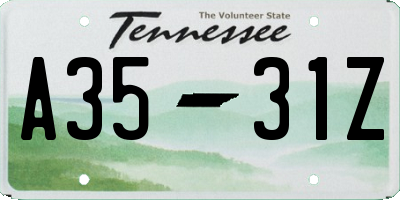 TN license plate A3531Z