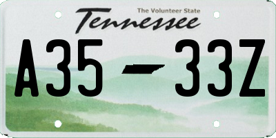 TN license plate A3533Z