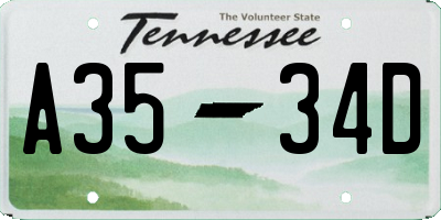 TN license plate A3534D