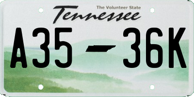 TN license plate A3536K