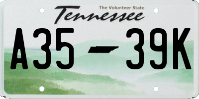 TN license plate A3539K