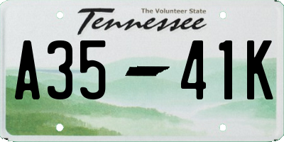 TN license plate A3541K