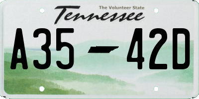 TN license plate A3542D